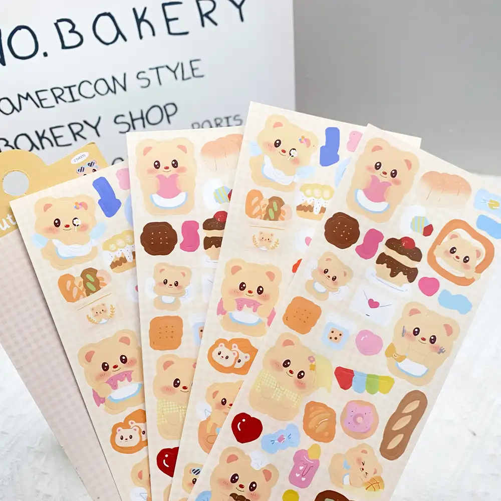 2-Pack Cute Butter Bear Waterproof Stickers