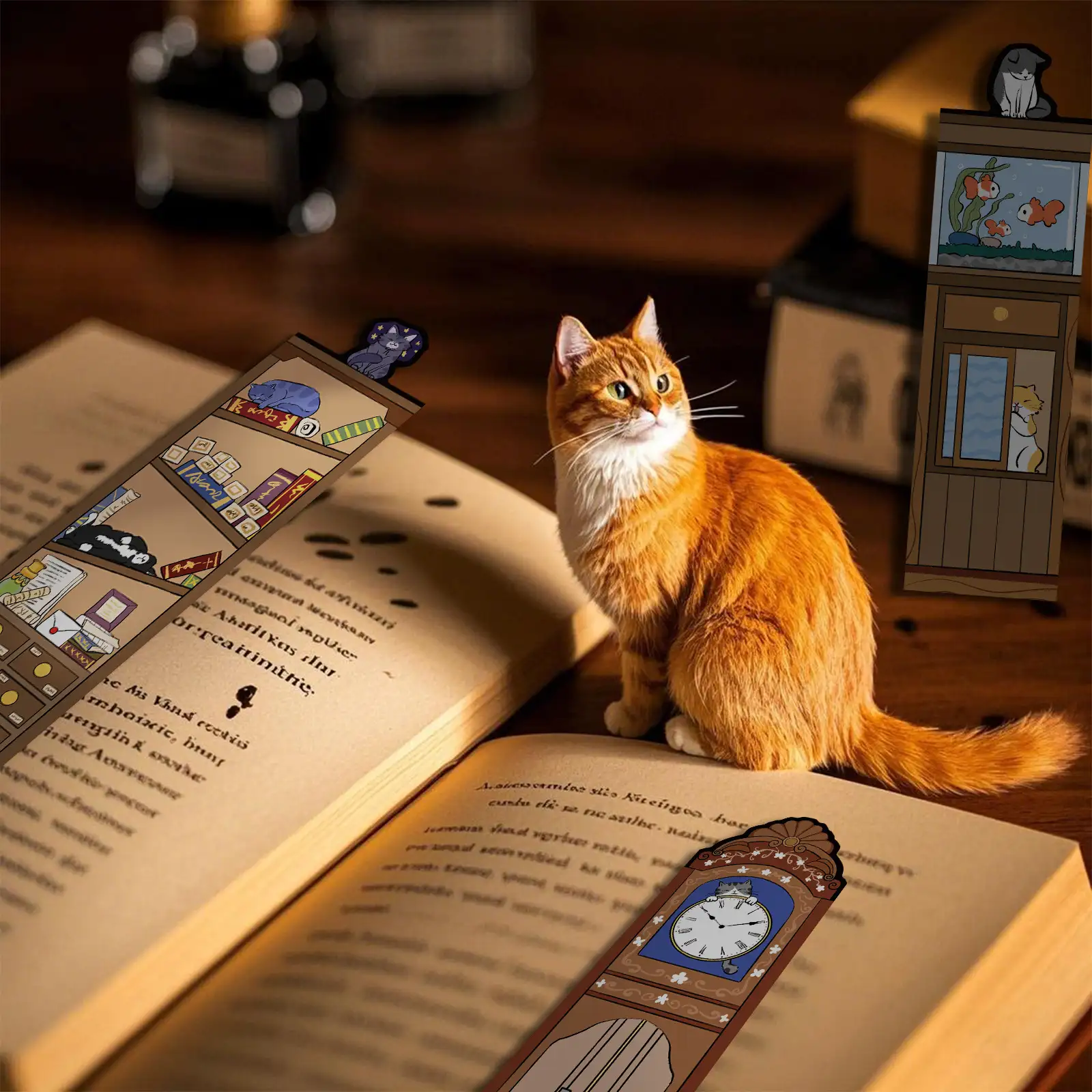 30 Cute Cat Bookmarks with Message Cards