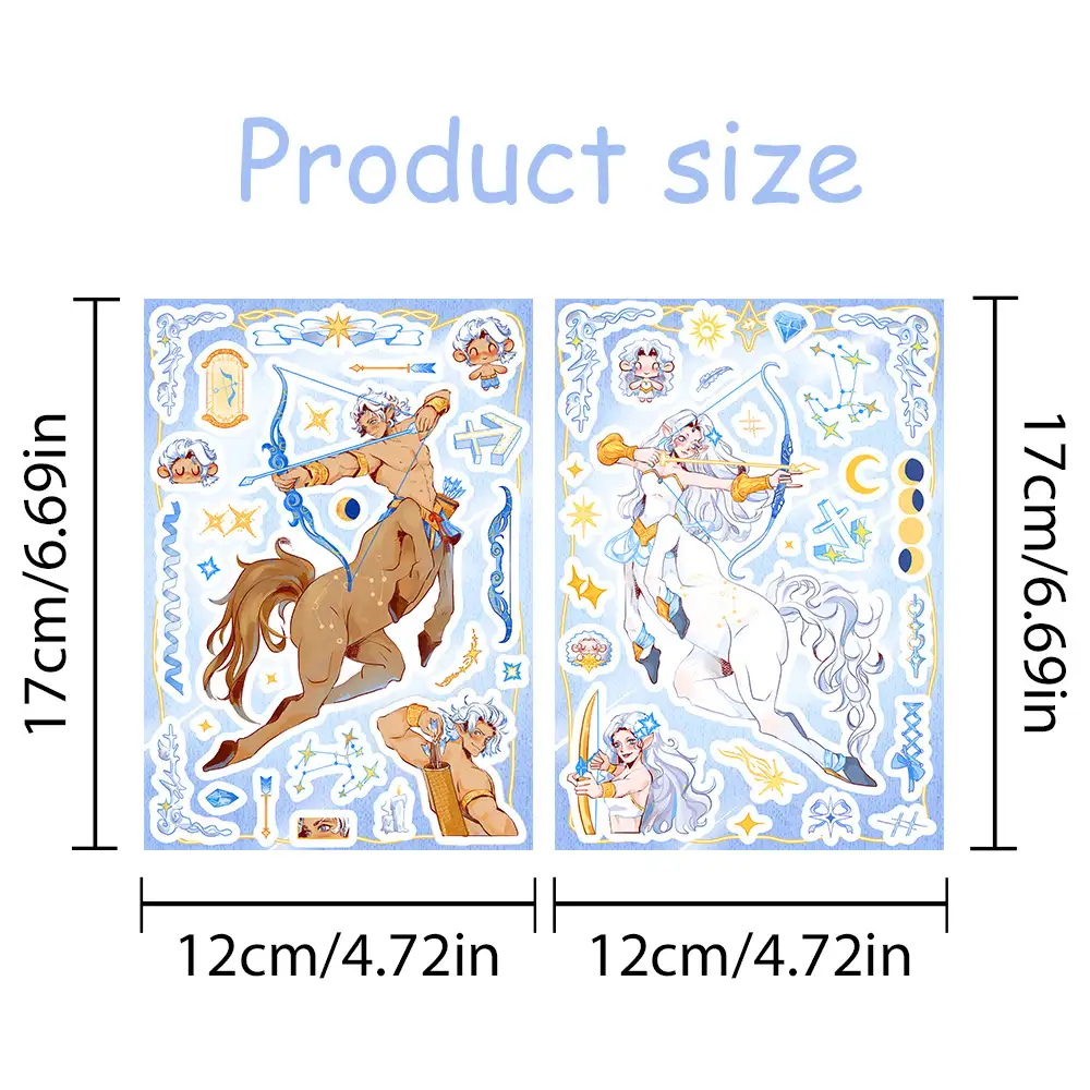 Sagittarius Zodiac Stickers, 2 Waterproof Sheets