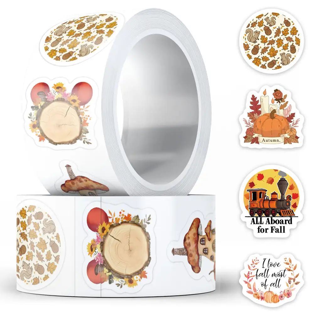 500-Piece Autumn Vintage Sticker Roll