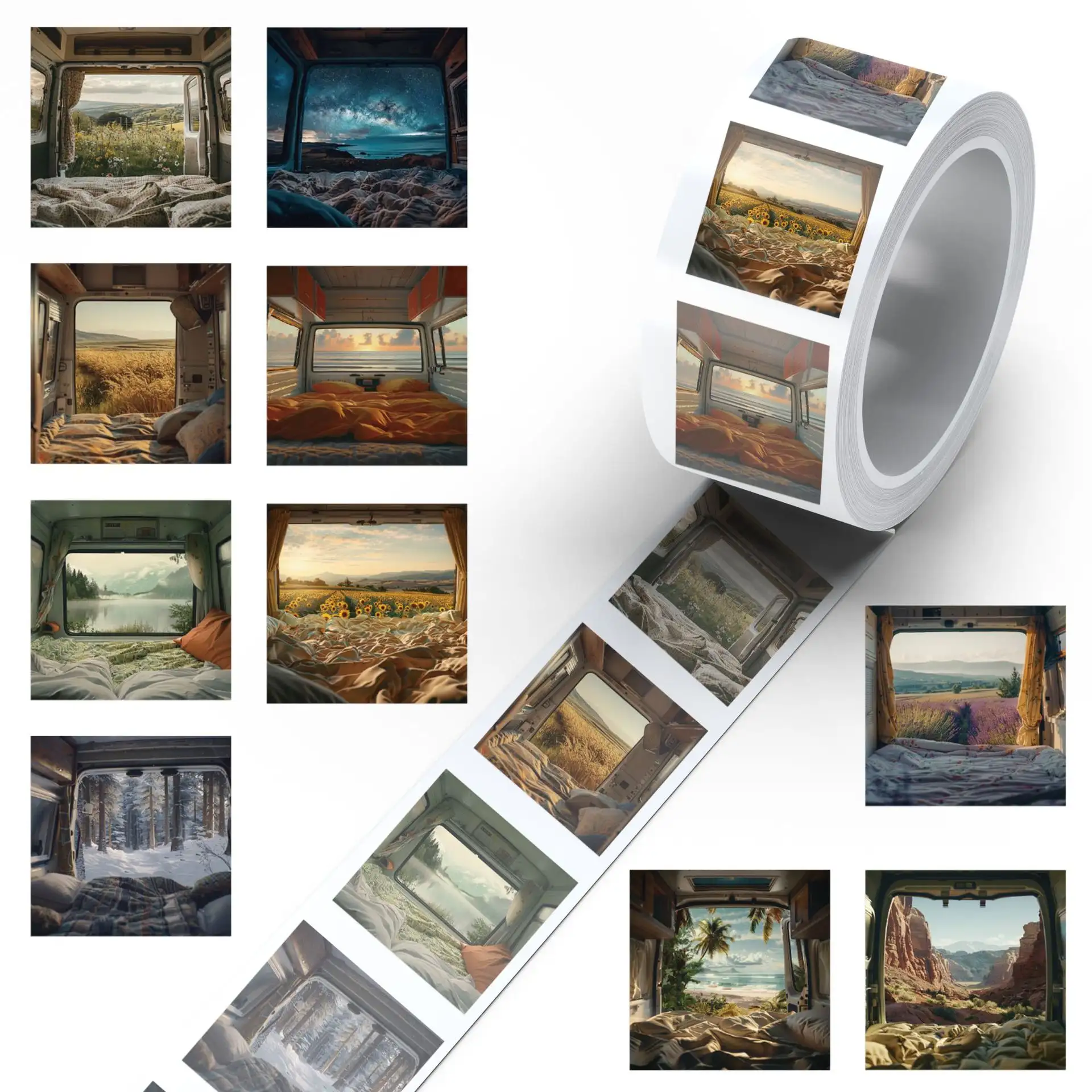 500-Sheet Camping Landscape Stickers for Luggage and Bikes