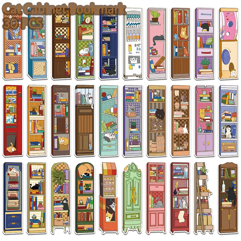 Cartoon Cat Bookmarks, 30-Piece Pack