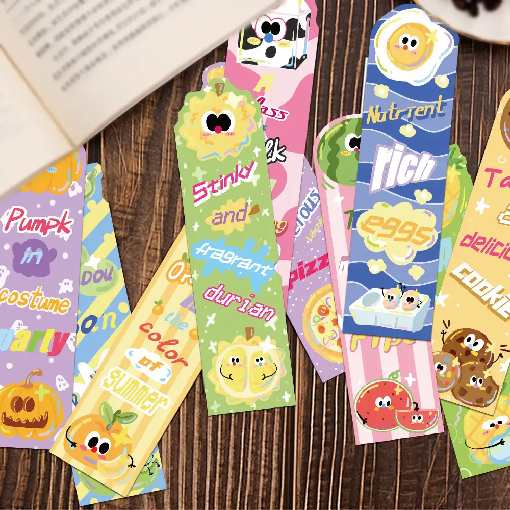 30 Colorful Food-Themed Paper Bookmarks