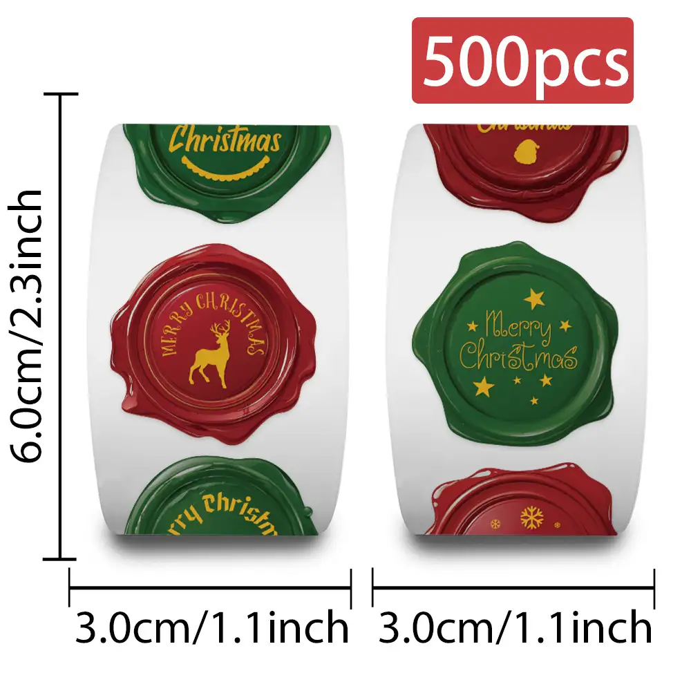 500-Sheet Christmas Sticker Roll for Gift Wrapping