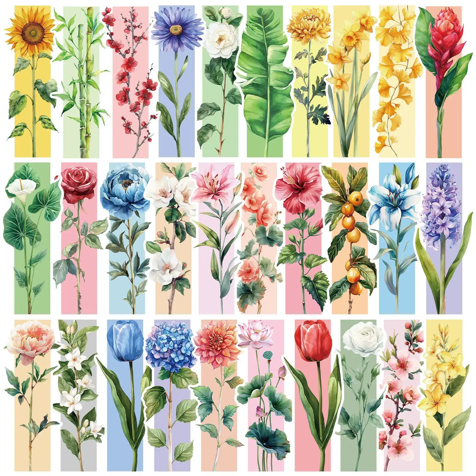 30-Piece Spring Floral Bookmark Set
