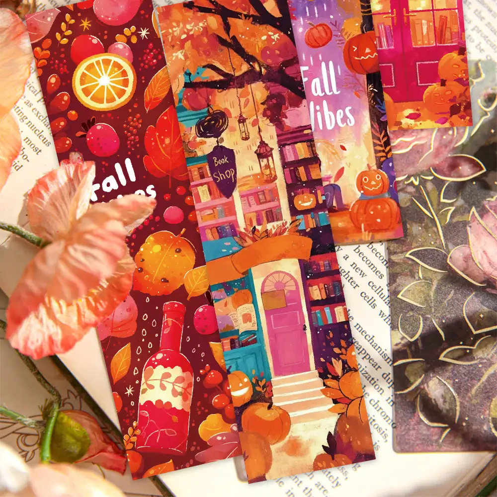30-Pack Red Autumn Leaves Paper Bookmarks