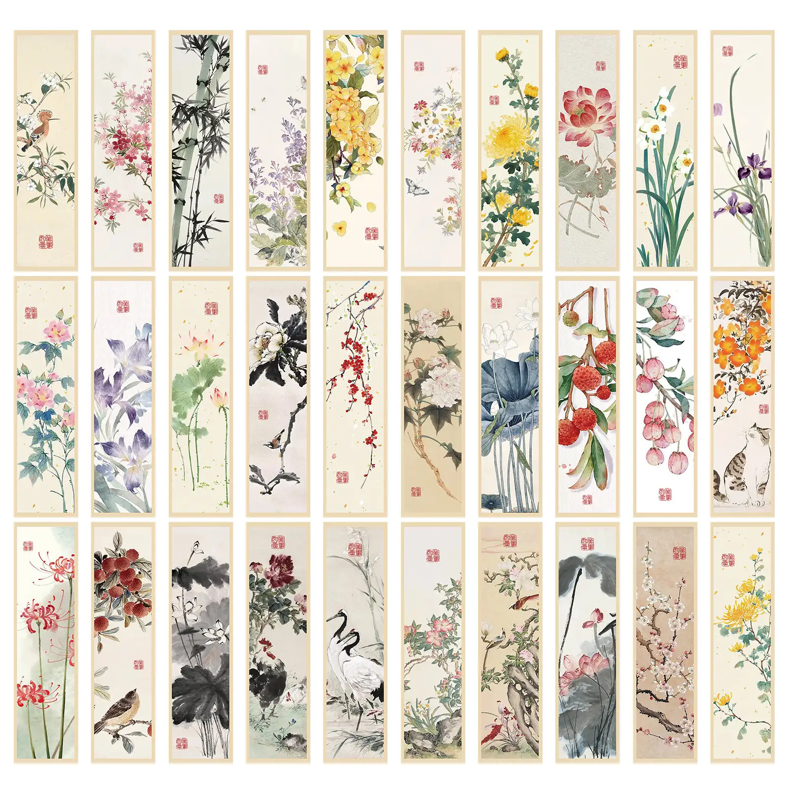 30 Chinese Ink Painting Bookmarks
