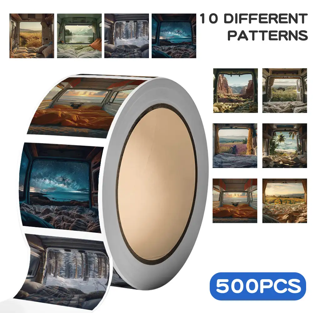 500-Sheet Camping Landscape Stickers for Luggage and Bikes