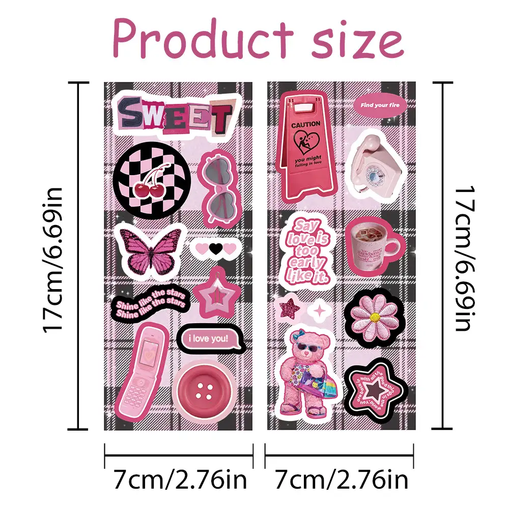 Y2K Sweetheart Girl Cartoon Stickers, 2-Sheet Pack