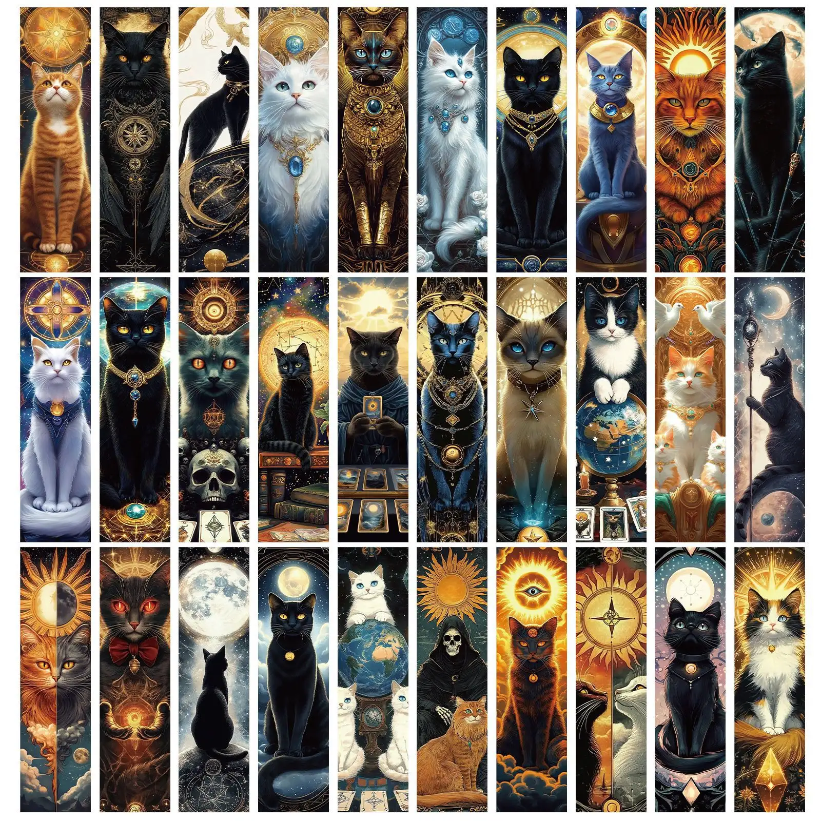 Cat Game Card Bookmark Set, 30 Pieces