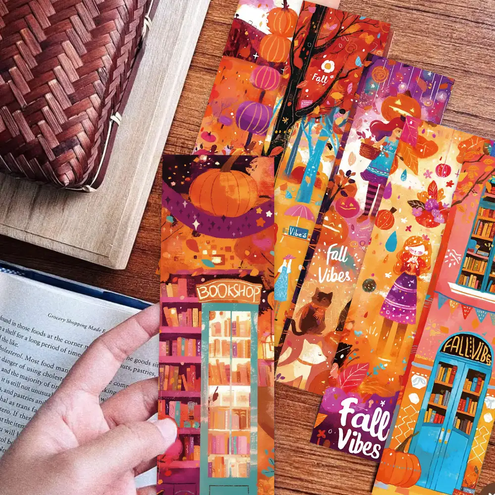 30-Pack Red Autumn Leaves Paper Bookmarks