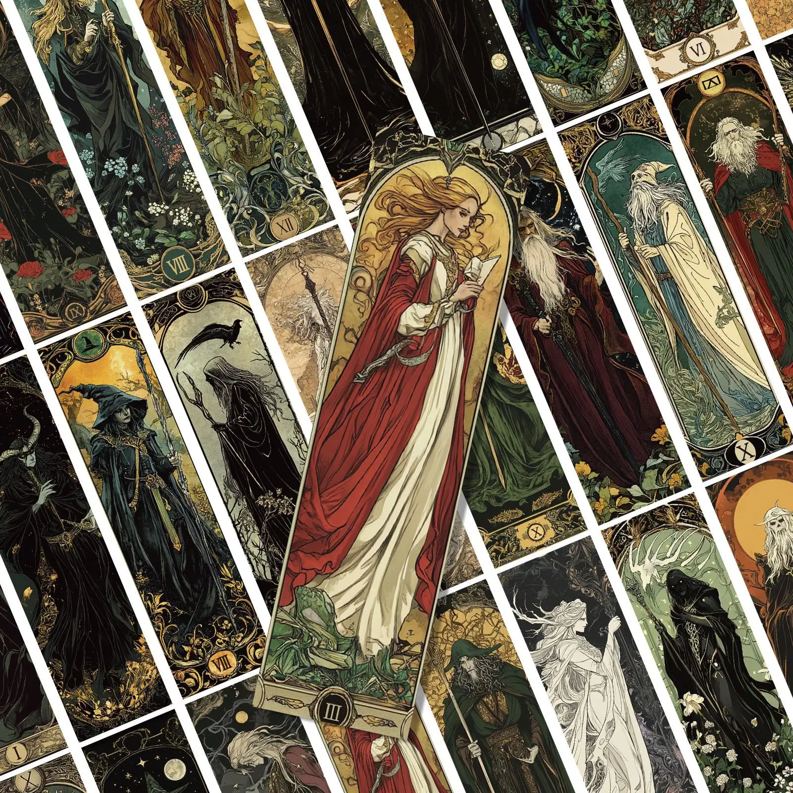 Dark Gothic Wizard Bookmarks Set of 30