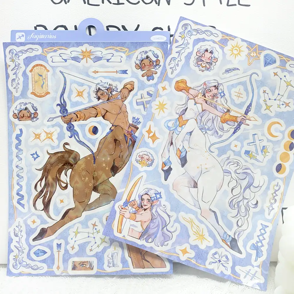 Sagittarius Zodiac Stickers, 2 Waterproof Sheets