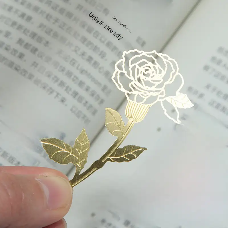 鍍金花卉書籤附感謝卡