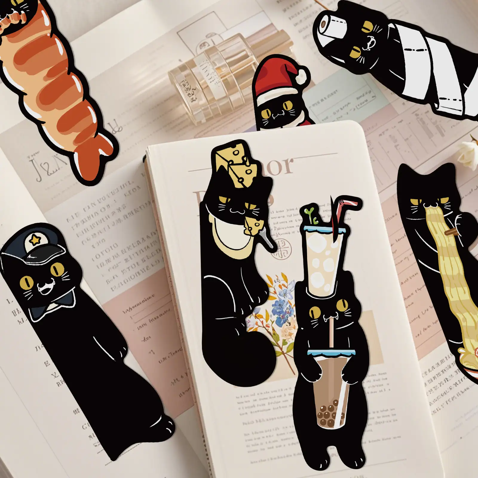 Cartoon Black Cat Paper Bookmark