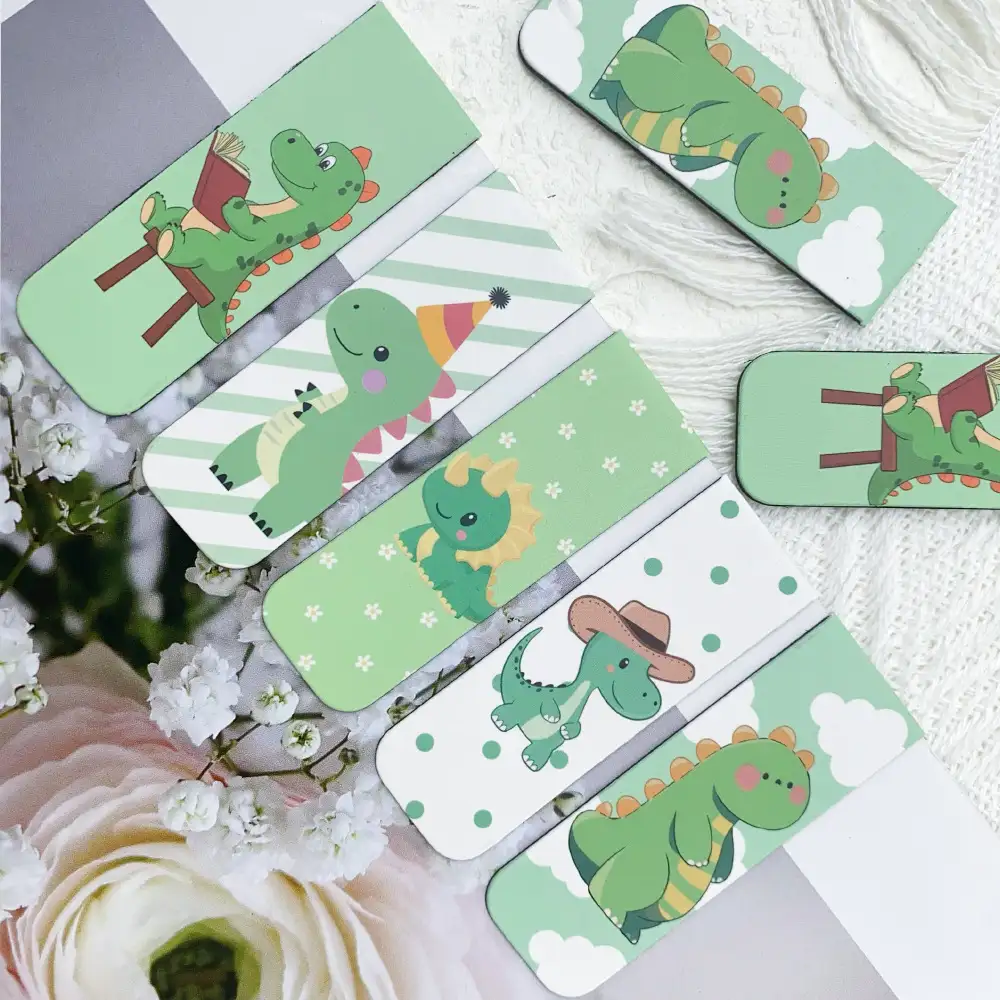 5-Pack Cute Dinosaur Magnetic Bookmarks