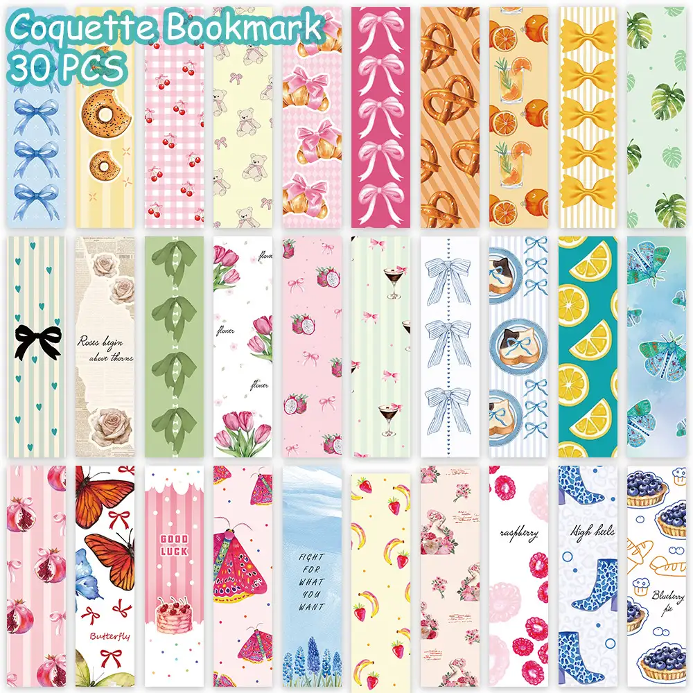 30-Pack Colorful Cartoon Paper Bookmarks