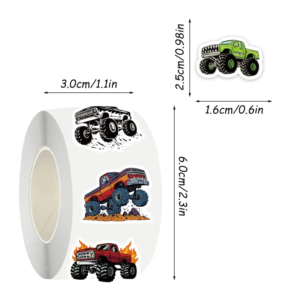 Monster Truck Off-Road Vehicle Sticker Roll