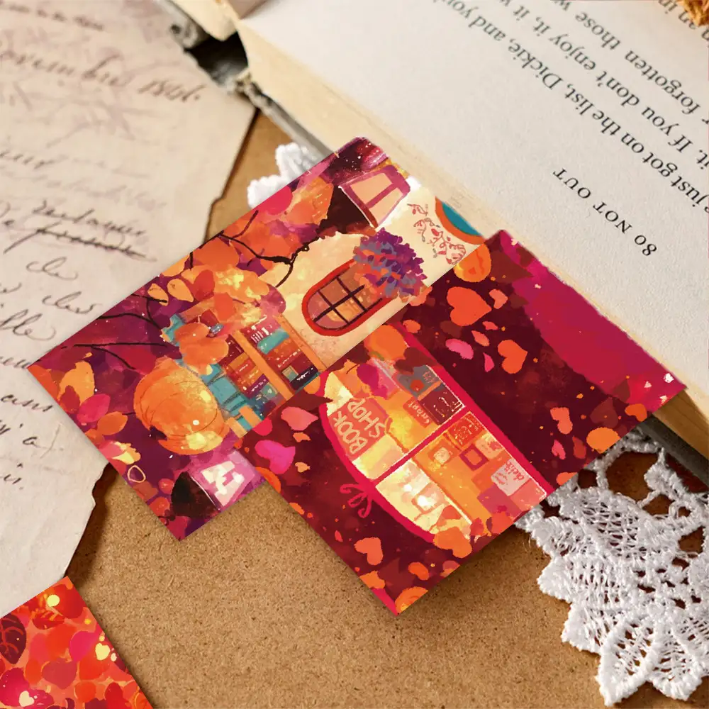 30-Pack Red Autumn Leaves Paper Bookmarks